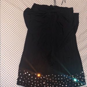 Short halter embellished black dress